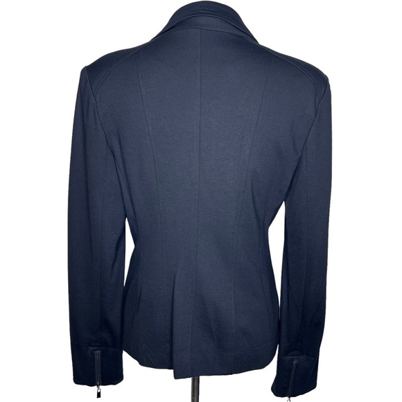 Grace Elements Black Zip Up Jacket Size 10 Zip Cuffs Neutral Fitted Classic Moto - Picture 14 of 14